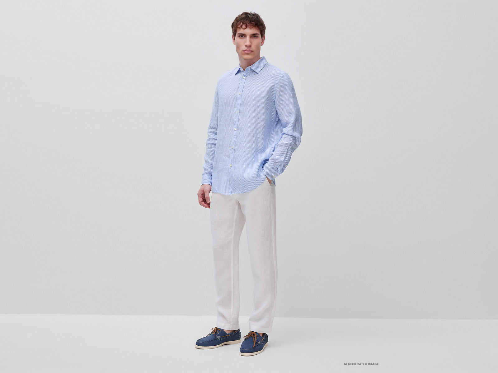 Trousers in pure linen with drawstring