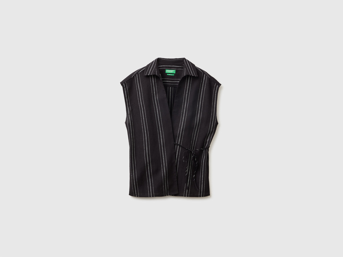 Blusa cruzada em mistura de linho - ucb_image_FS
