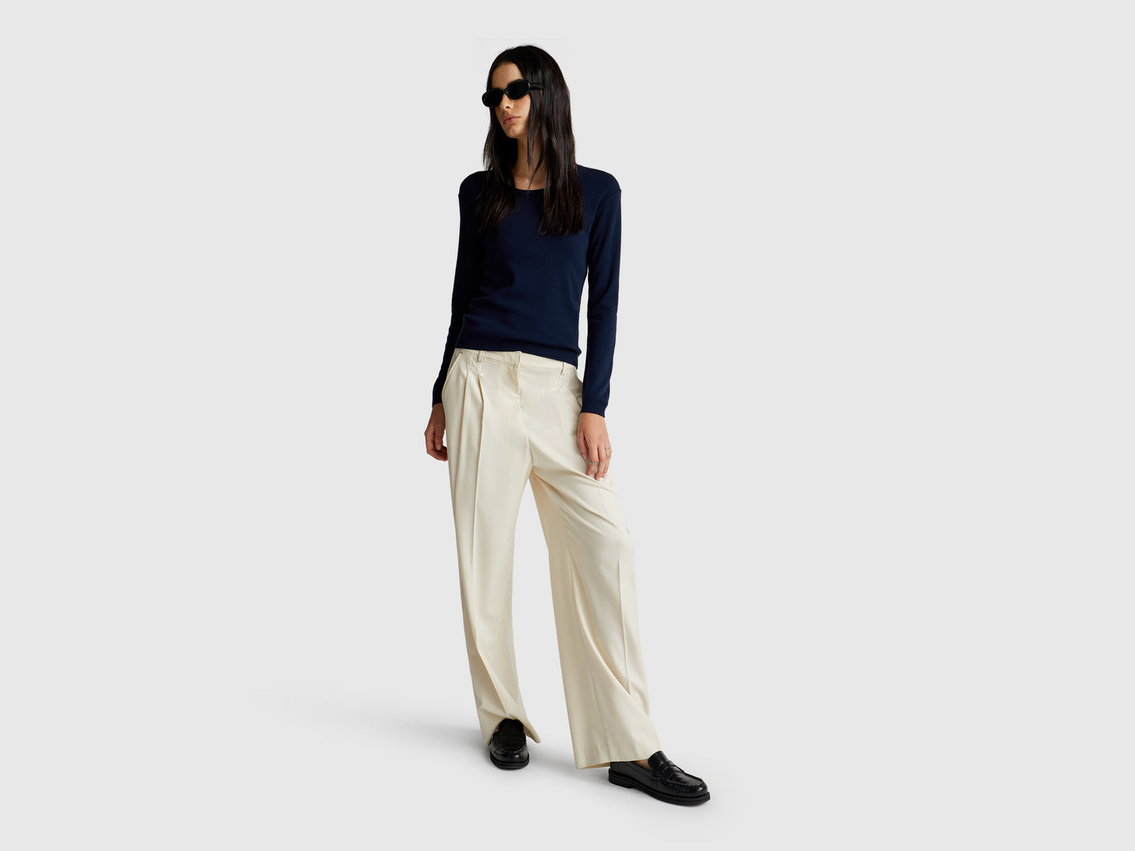 Crew neck sweater in pure cotton