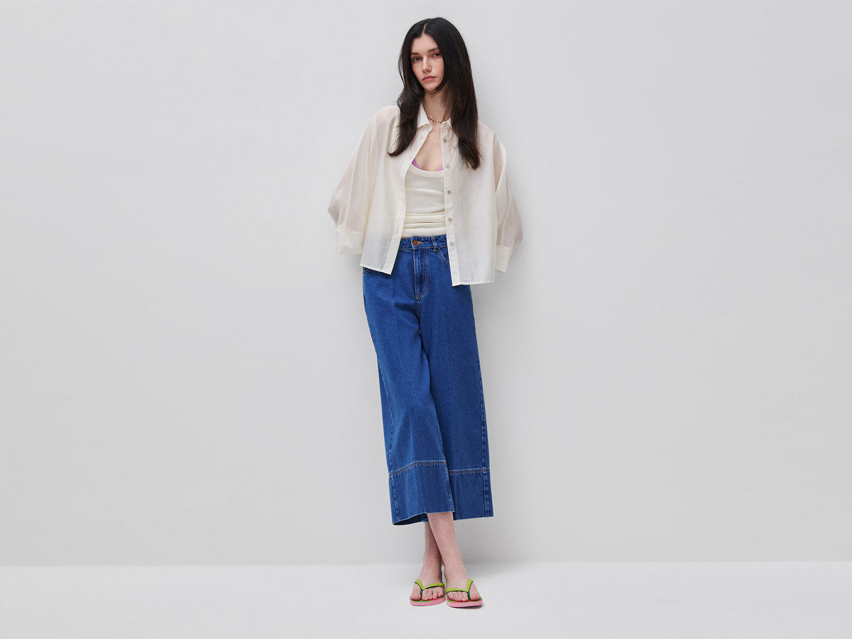 Wide-fit denim trousers