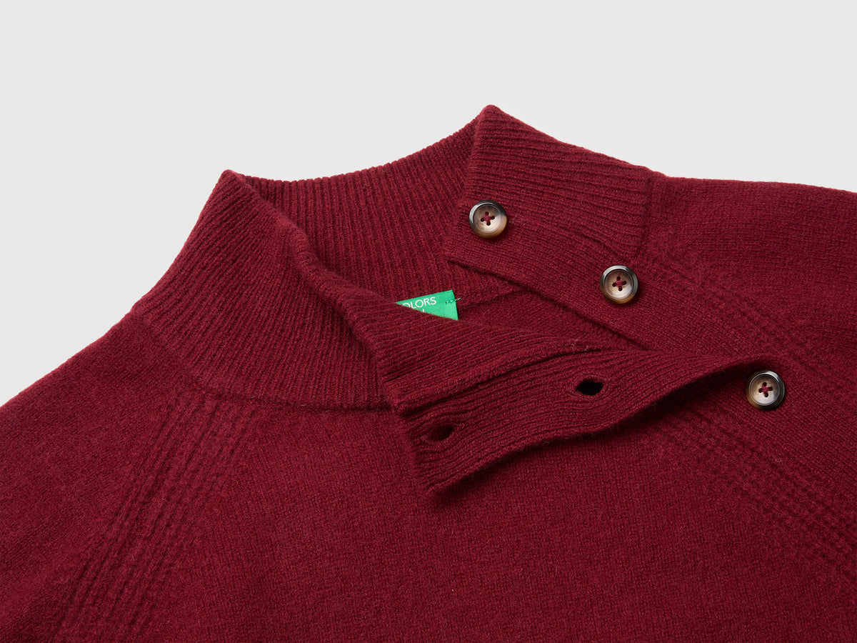 Camisola de gola alta com botões 100% lã - ucb_image_DS1