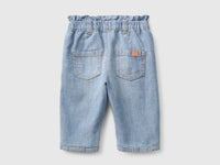Calças em chambray com cintura subida franzida - ucb_image_BS