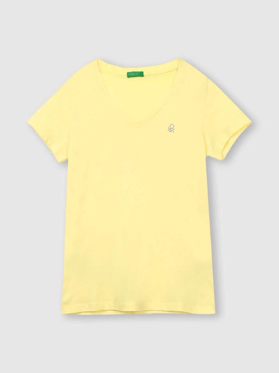 Pure Cotton Tee Shirt with V-Neck image number 1
