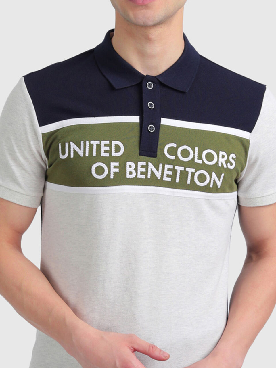 Pure Cotton Polo Shirt with Block Colour Print image number null
