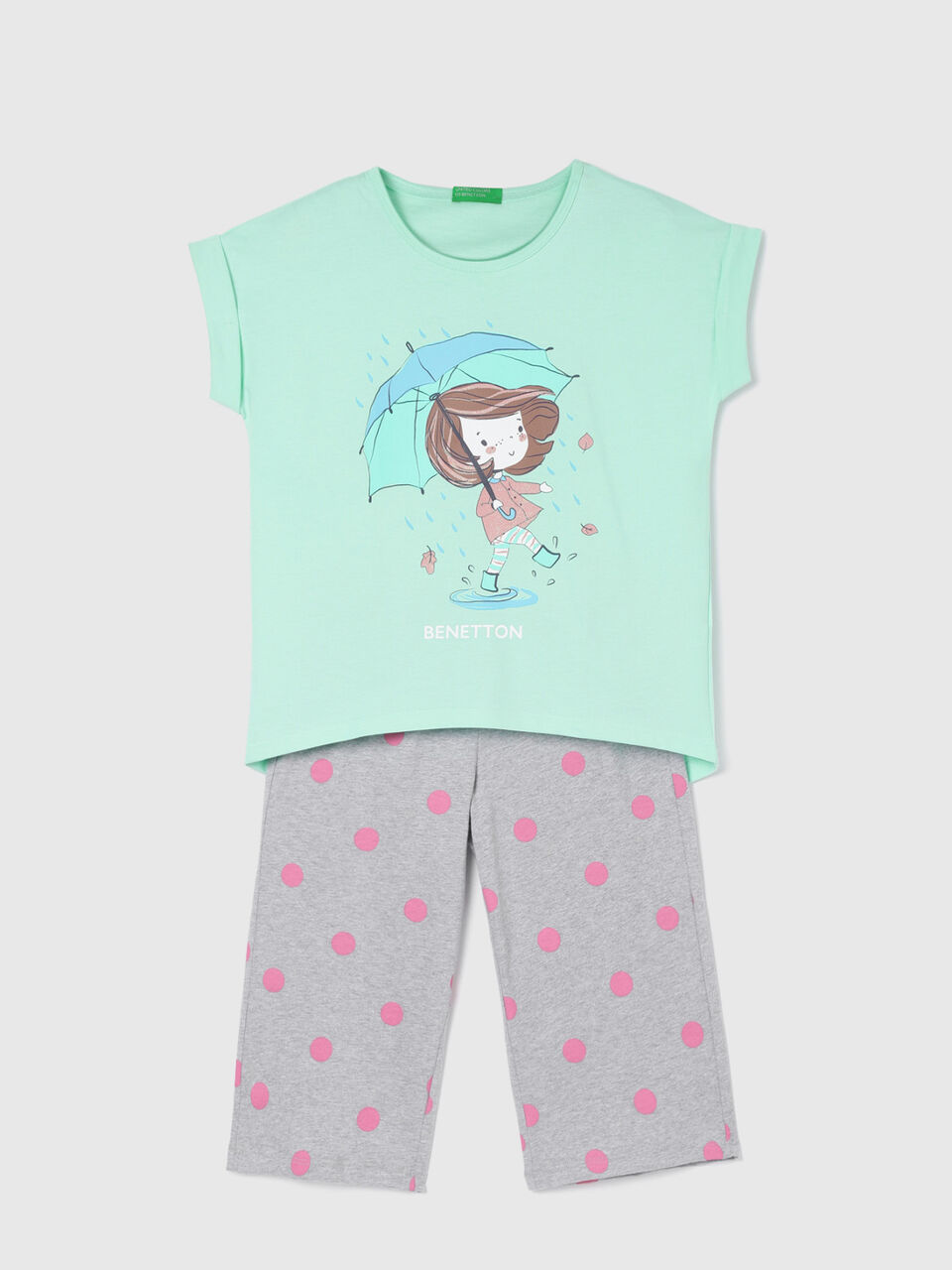 SET OF GIRL TEE WITH 3/4TH POLKA CULOTTE image number 1