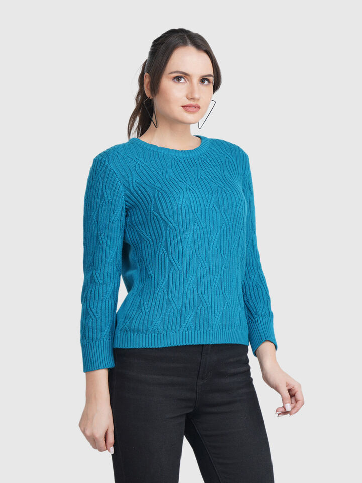 Full Sleeve Geometric Cable Structure Tricot