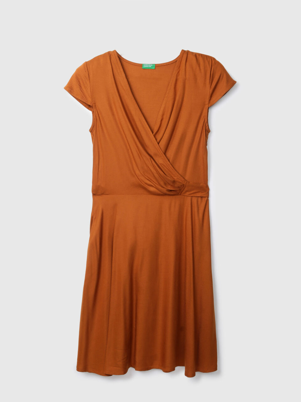 Short Sleeve Solid Wrap Dress image number 1