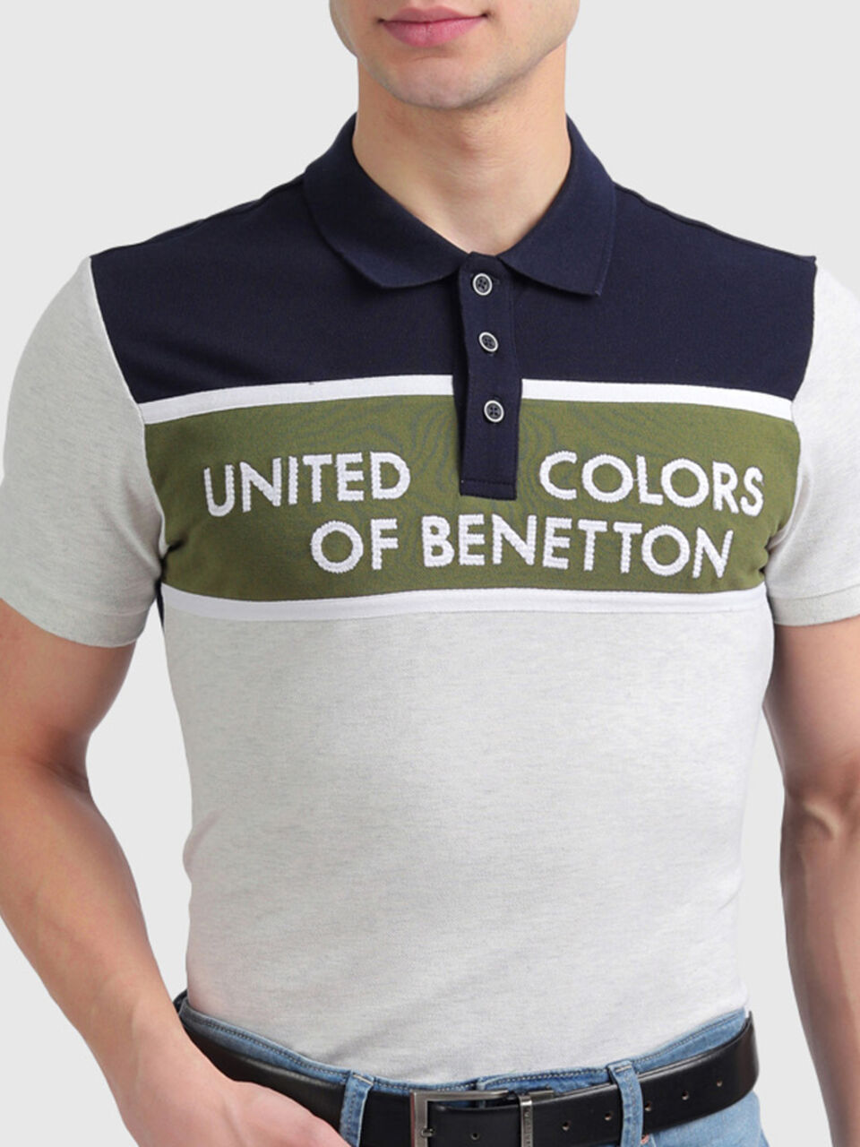 Pure Cotton Polo Shirt with Block Colour Print image number null