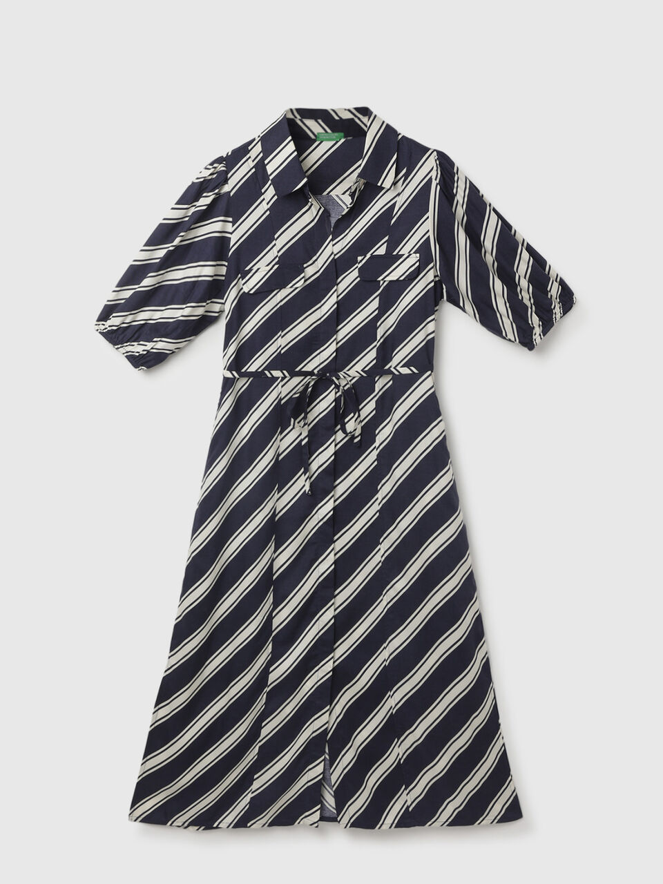 S/S DIAGONAL STRIPE SHIRT DRESS image number 1