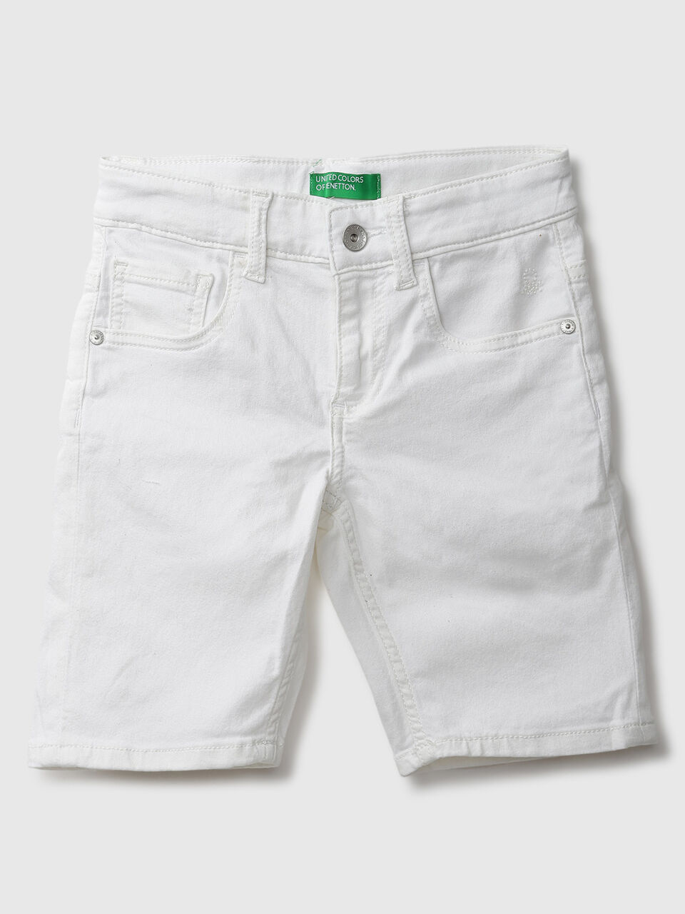 Basic White Denim Shorts image number 1
