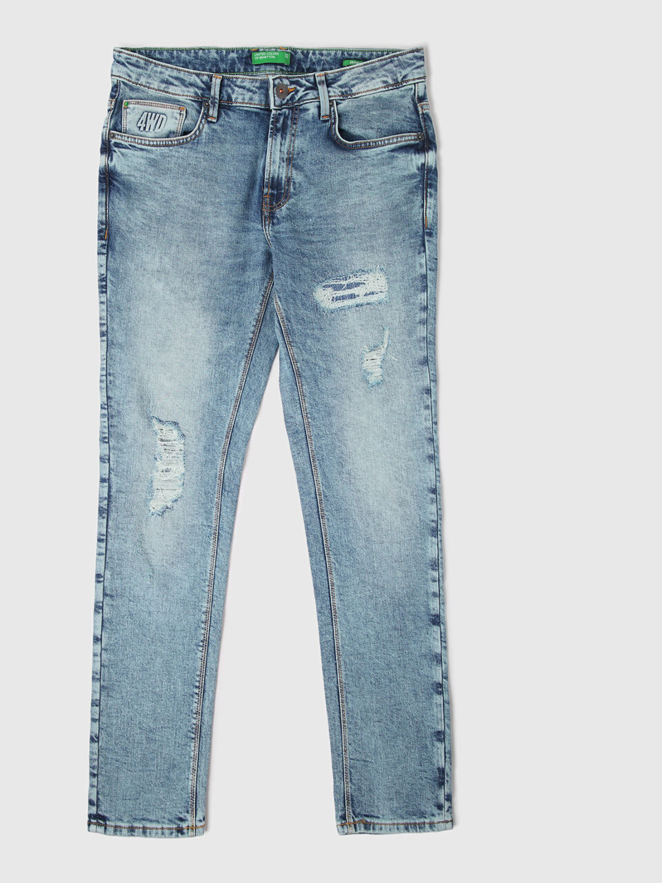 Mid Rise Skinny Fit Faded Rugged Blue Jeans-Solid image number 1