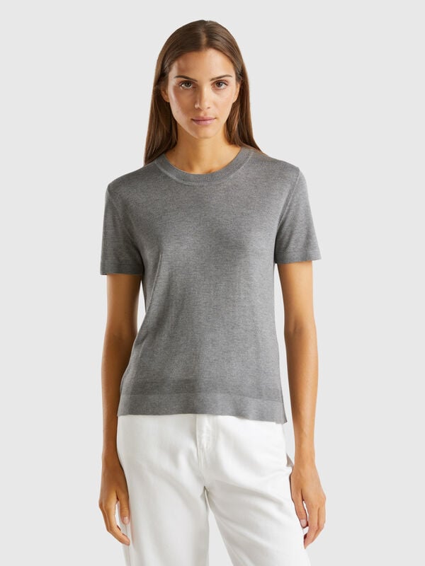 Short sleeve sweater in silk blend Women