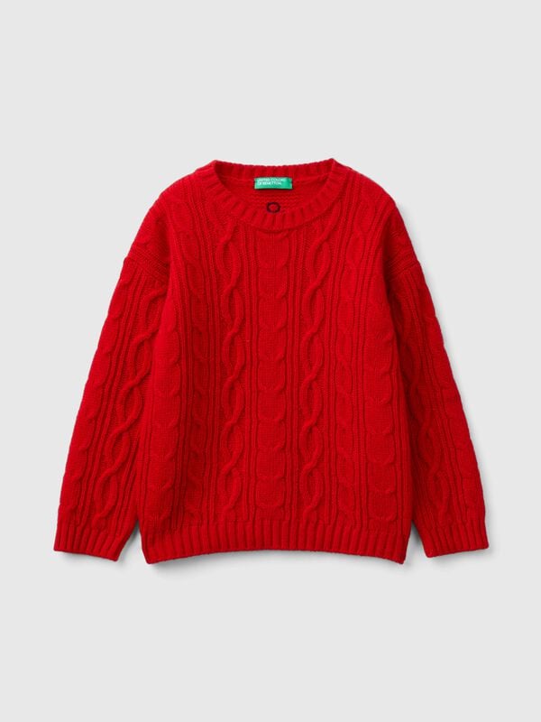 Cable knit sweater in wool blend Junior Boy