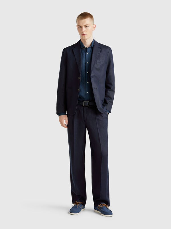 Wide chinos in pure linen Men