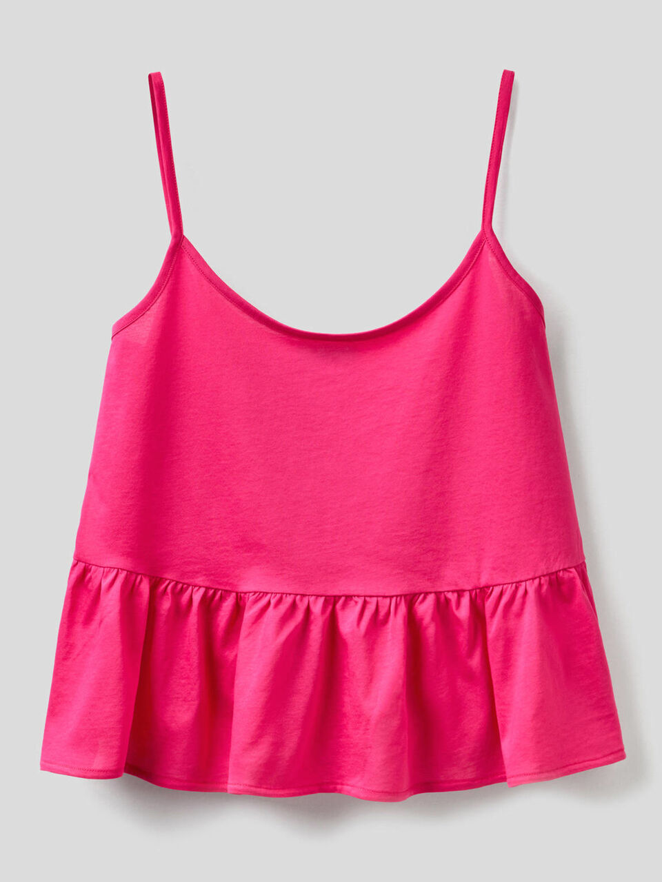 Top with shoulder straps with frill in 100% cotton image number 1