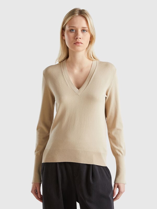 V-neck viscose blend sweater Women