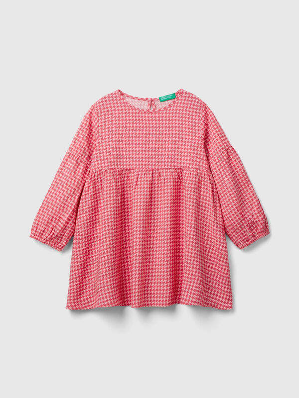 Houndstooth dress in sustainable viscose Junior Girl
