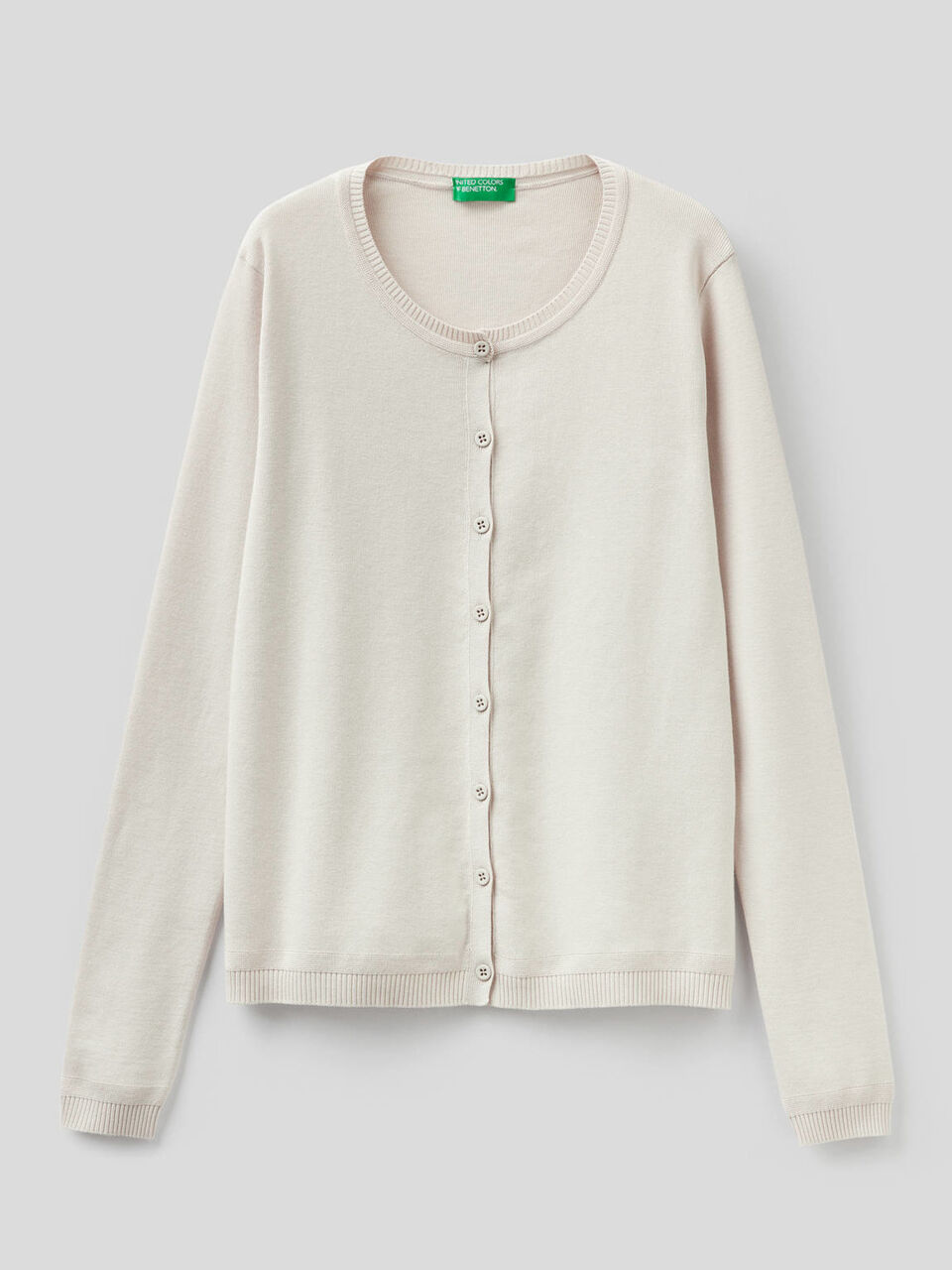 Pure cotton crew neck cardigan image number null