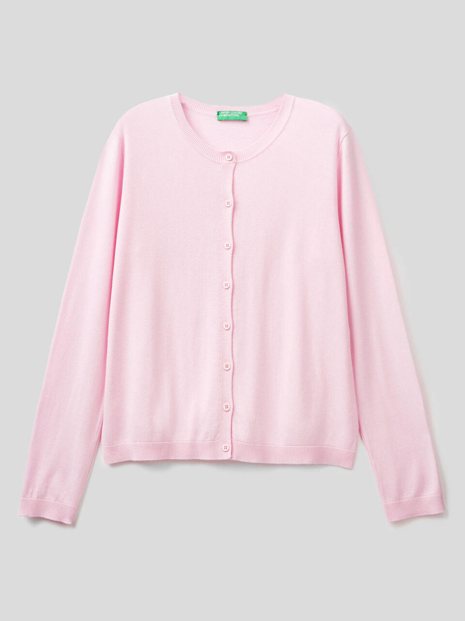 Cotton blend crew neck cardigan image number 1