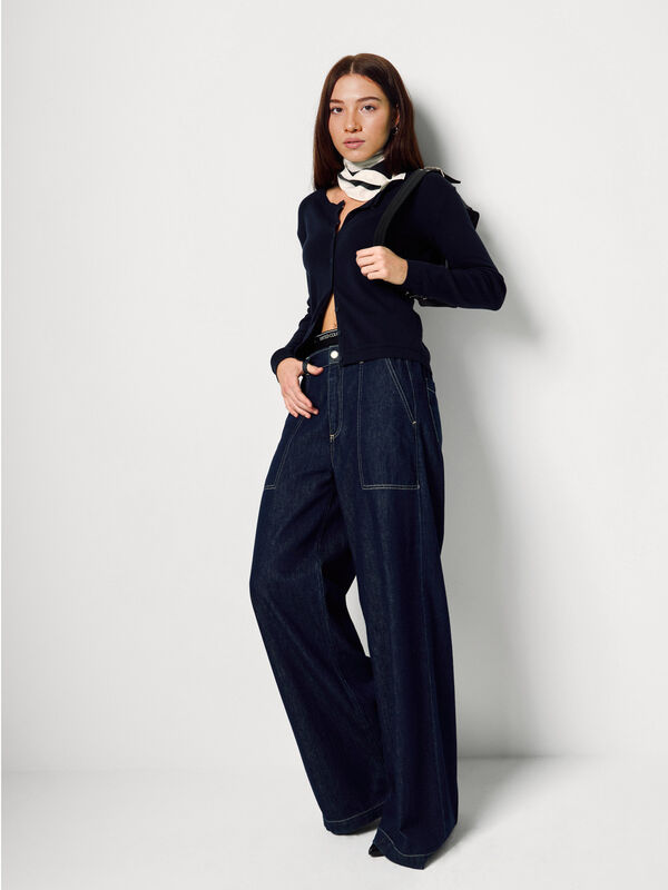 Midnight blue 100% cotton cardigan Women
