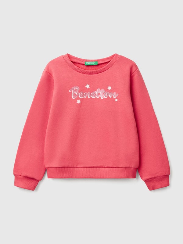 Sweatshirt in cotton with glittery print Junior Girl
