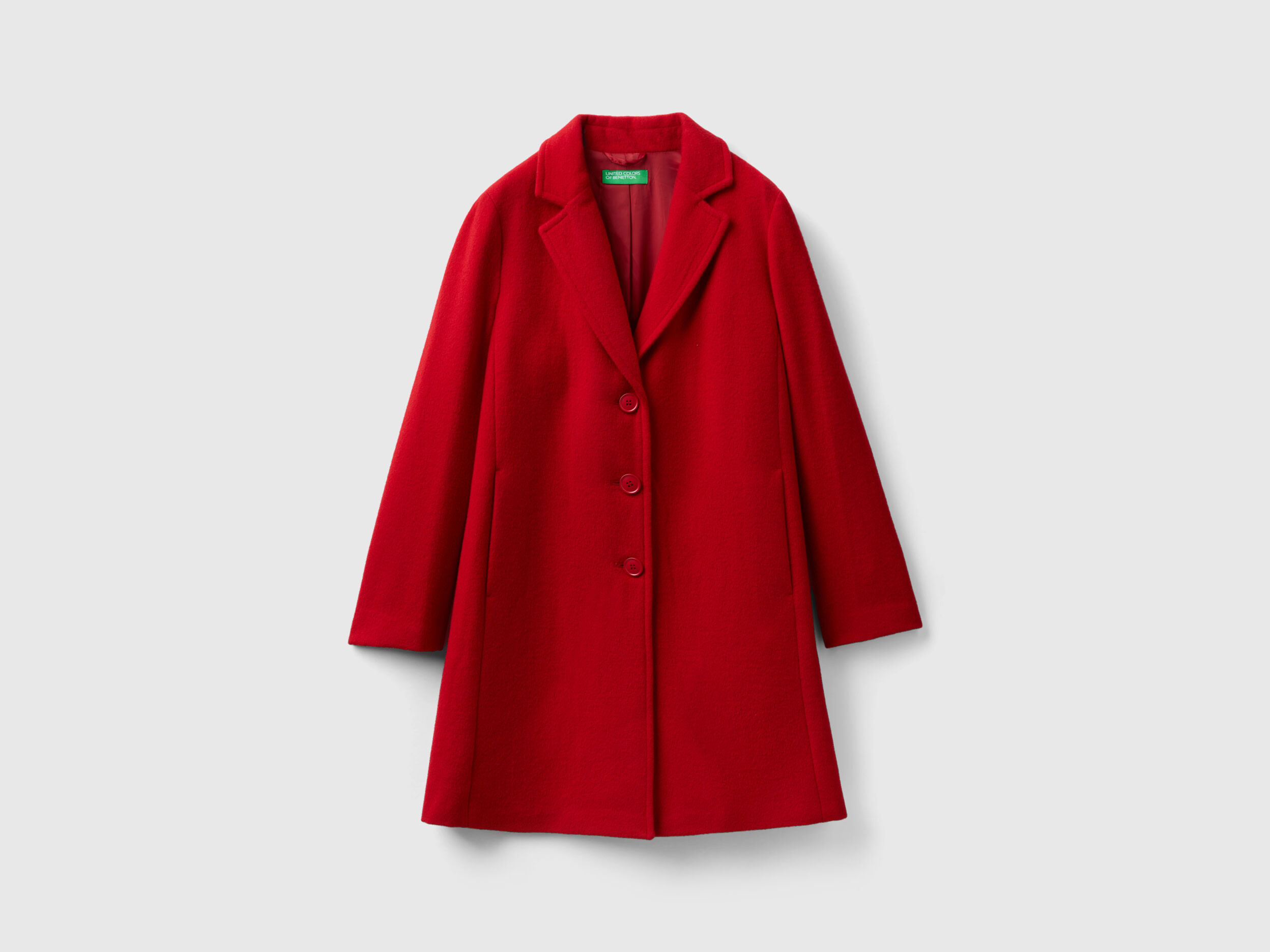 Short coat in wool blend cloth Red Benetton