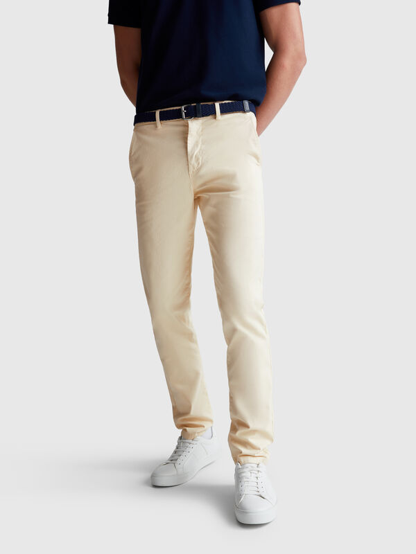 Slim fit cotton chinos Men