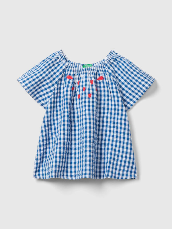 Vichy shirt with embroidery Junior Girl