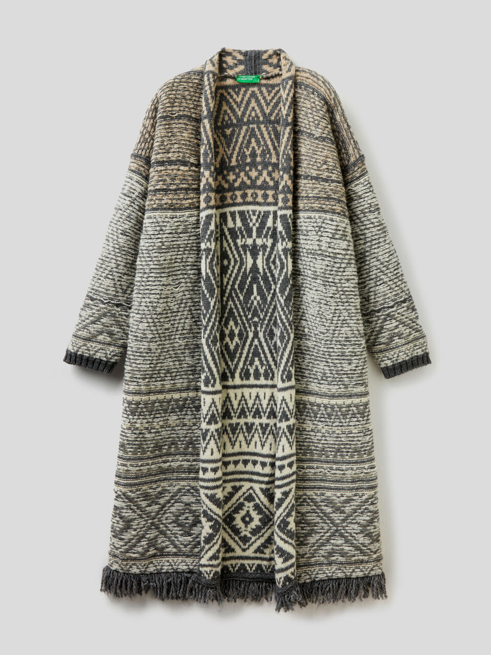Maxi reversible jacquard cardigan image number 1