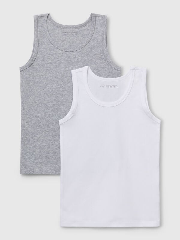 Two tank tops in stretch organic cotton Junior Boy