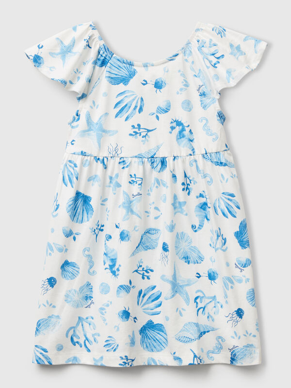 White dress with blue shells Junior Girl
