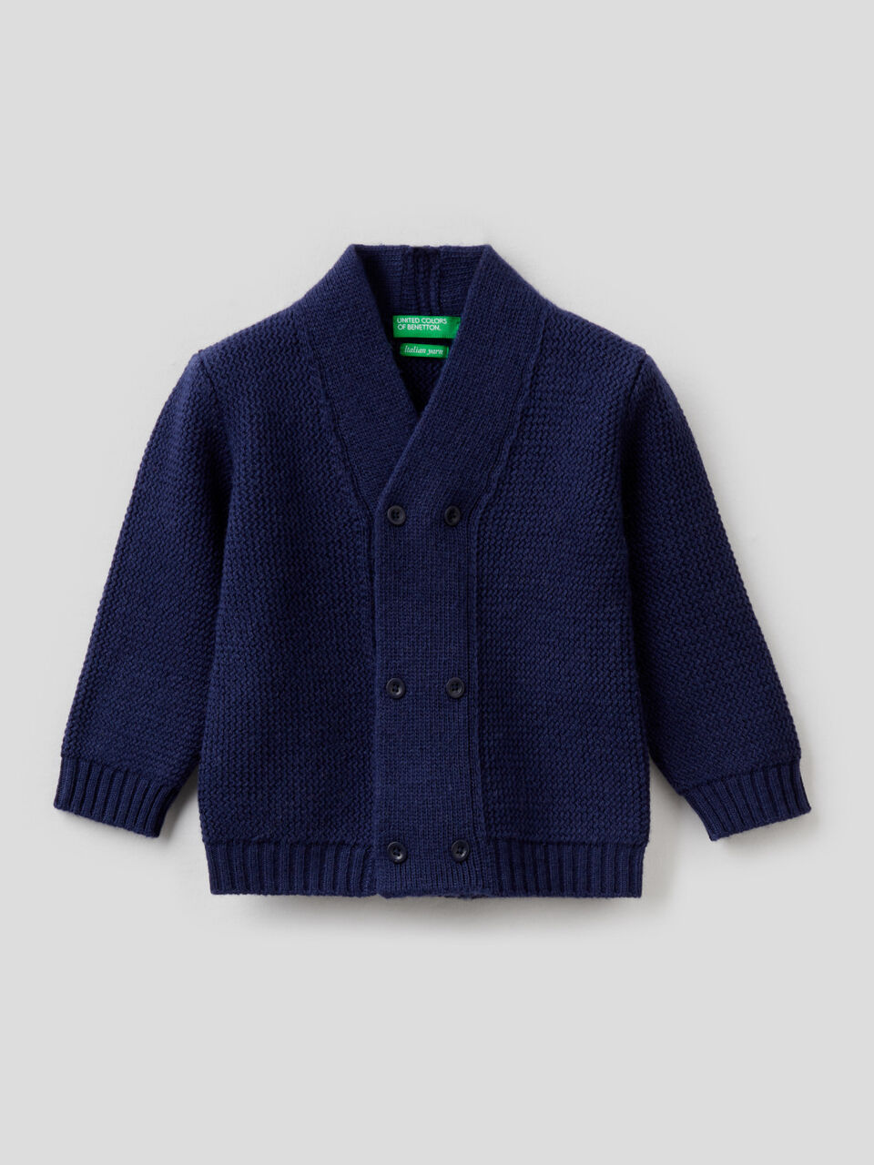 Double-breasted cardigan in mixed wool image number 1
