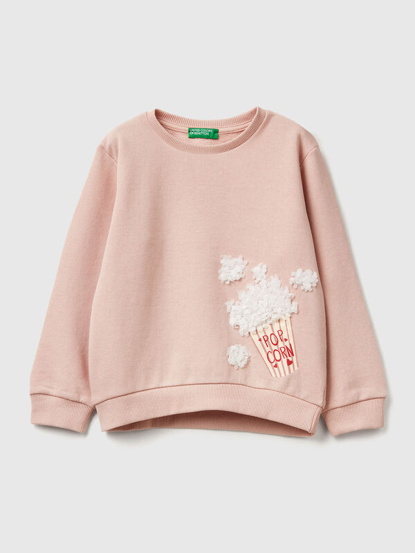 Sweatshirt with petal look applique Junior Girl