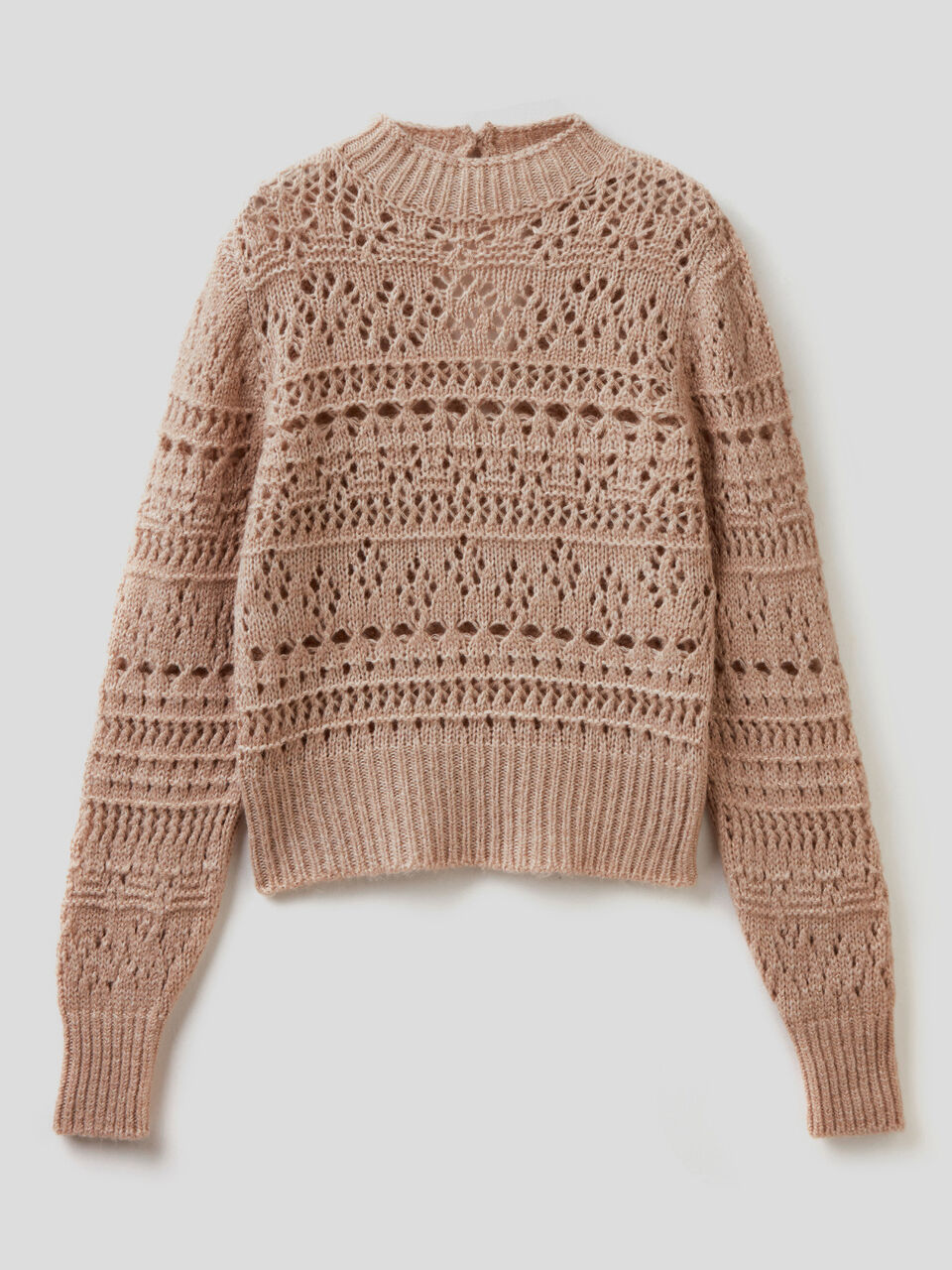 Sweater with perforated knit image number 1