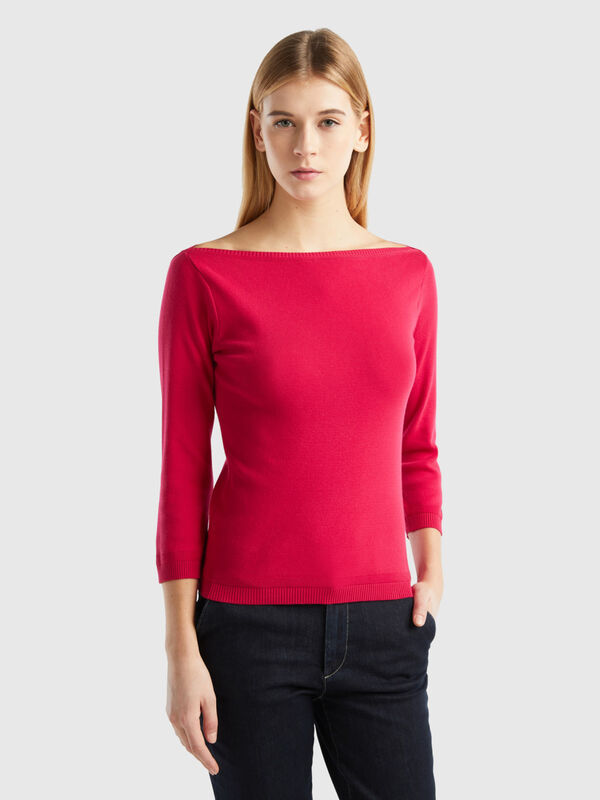 100% cotton boat neck sweater Women
