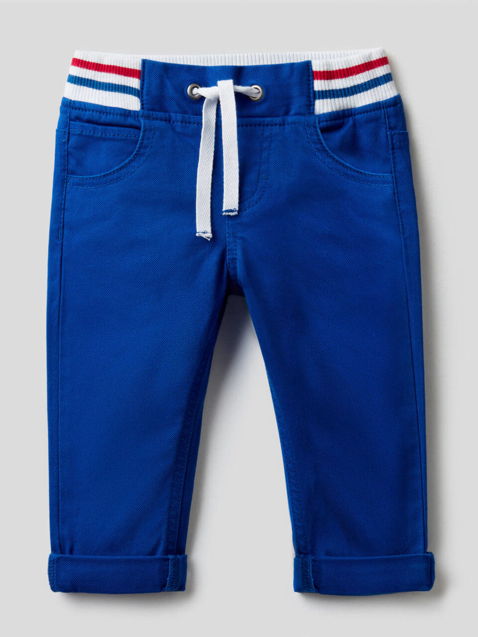 Trousers with drawstring in stretch cotton image number null