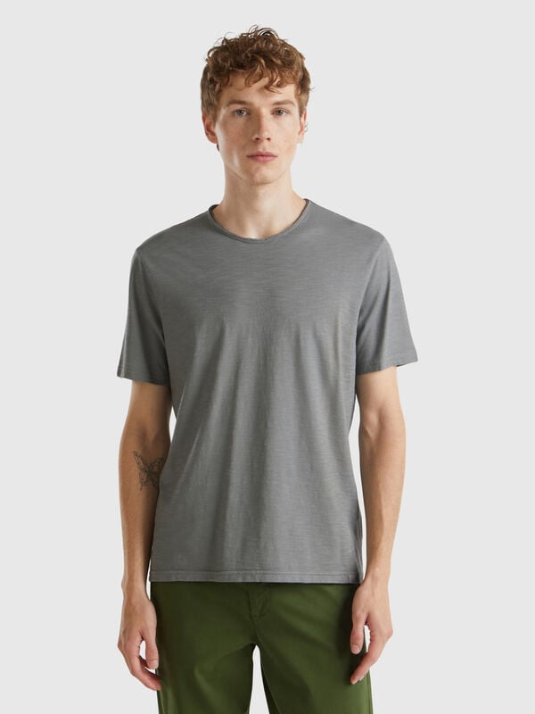 Mouse gray t-shirt in slub cotton Men