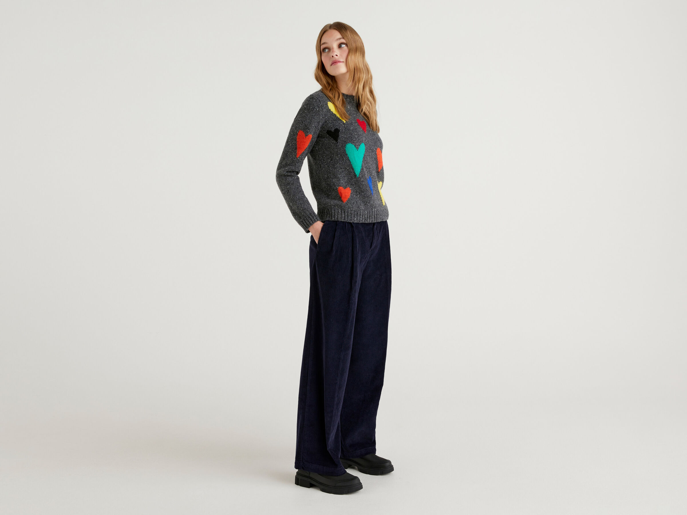 JCCxUCB sweater with hearts image number 3