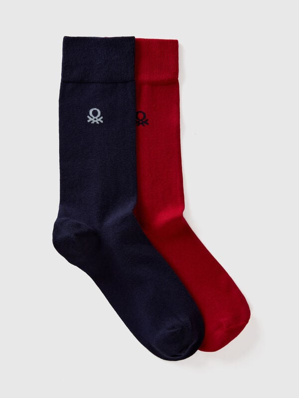 Two pairs of long organic cotton socks with logo
