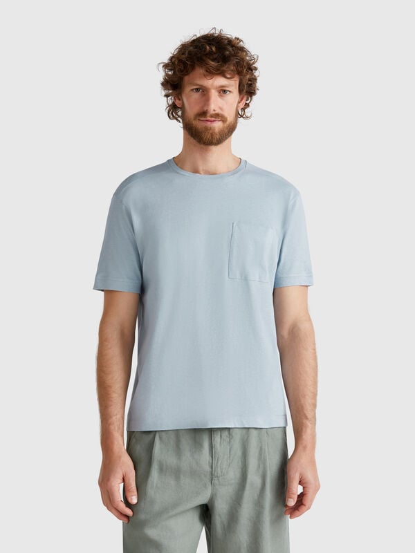 Linen blend t-shirt with pocket Men