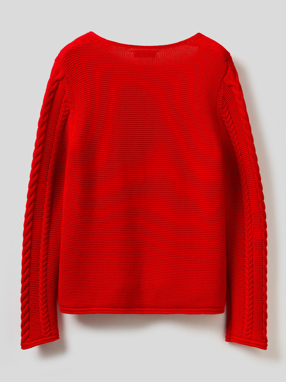 Cable knit sweater in pure cotton image number 2