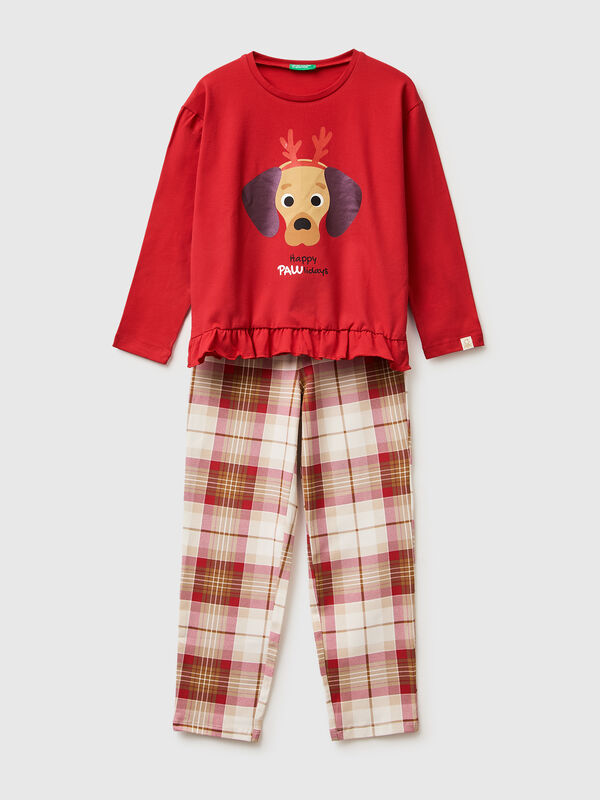 Christmas pyjamas with tartan bottoms Junior Girl