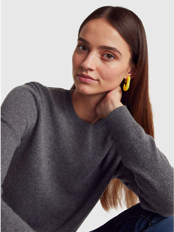 Dark gray pure cashmere sweater Women