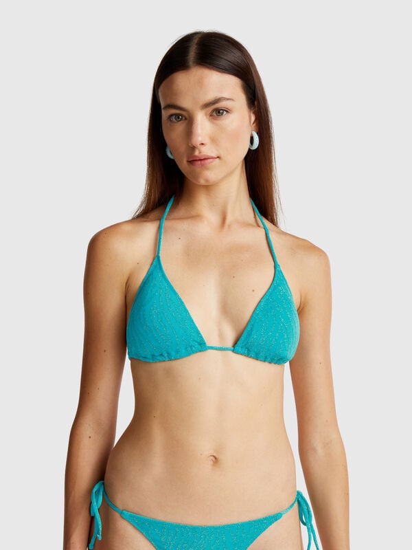 Padded triangle bikini top with animal print Women