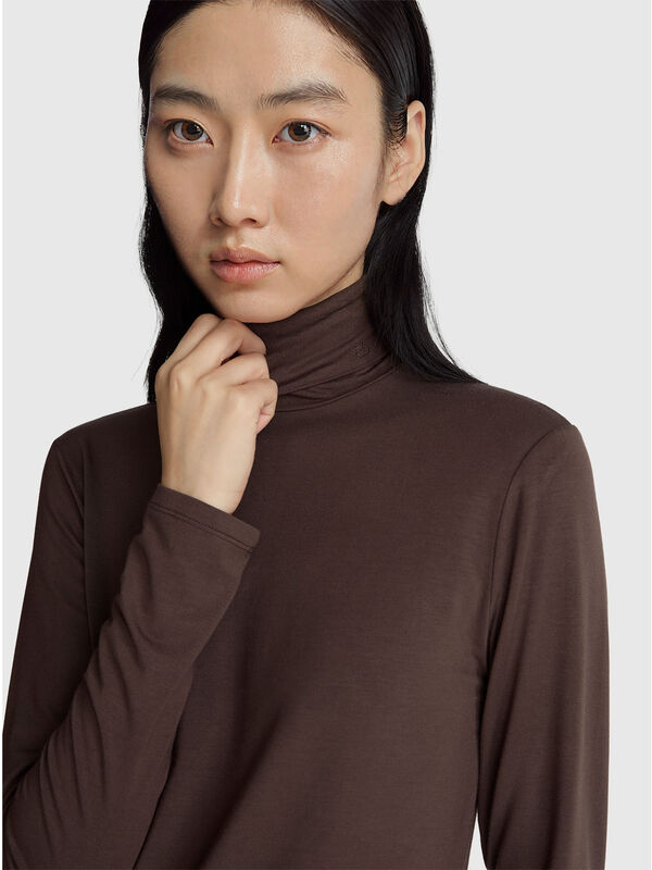 Turtleneck t-shirt in stretch viscose Women