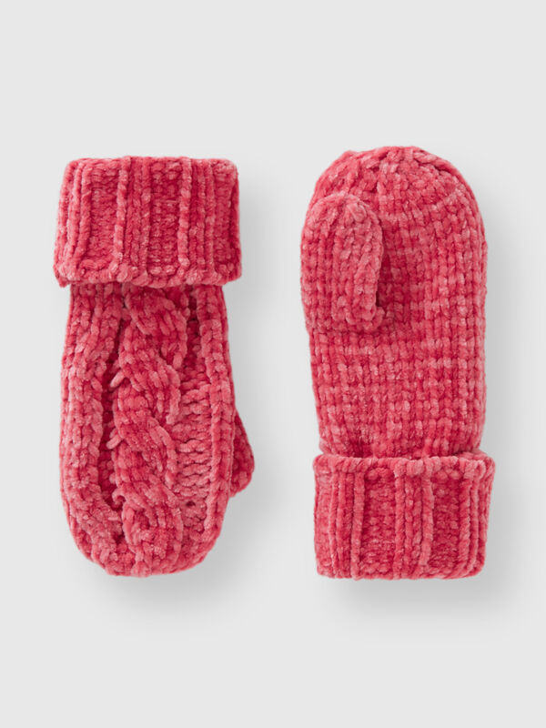 Chenille gloves with cable knit Junior Boy