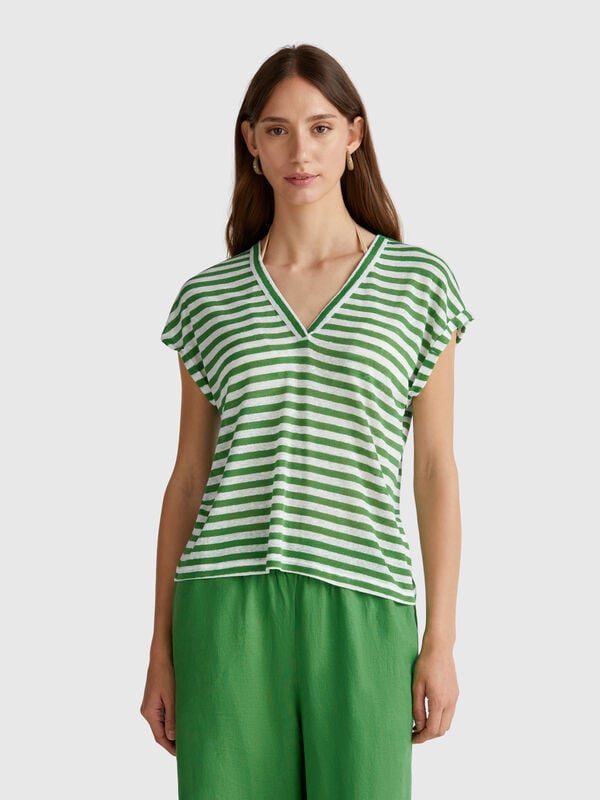Striped t-shirt in linen blend Women