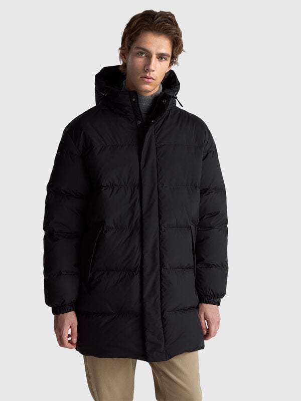 Long puffer jacket with recycled down Men