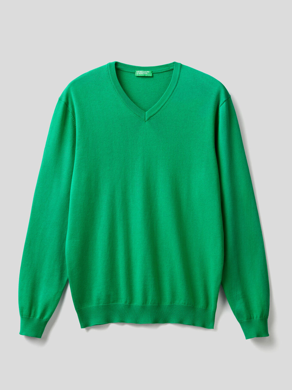 Pure cotton sweater with V-neck image number 1