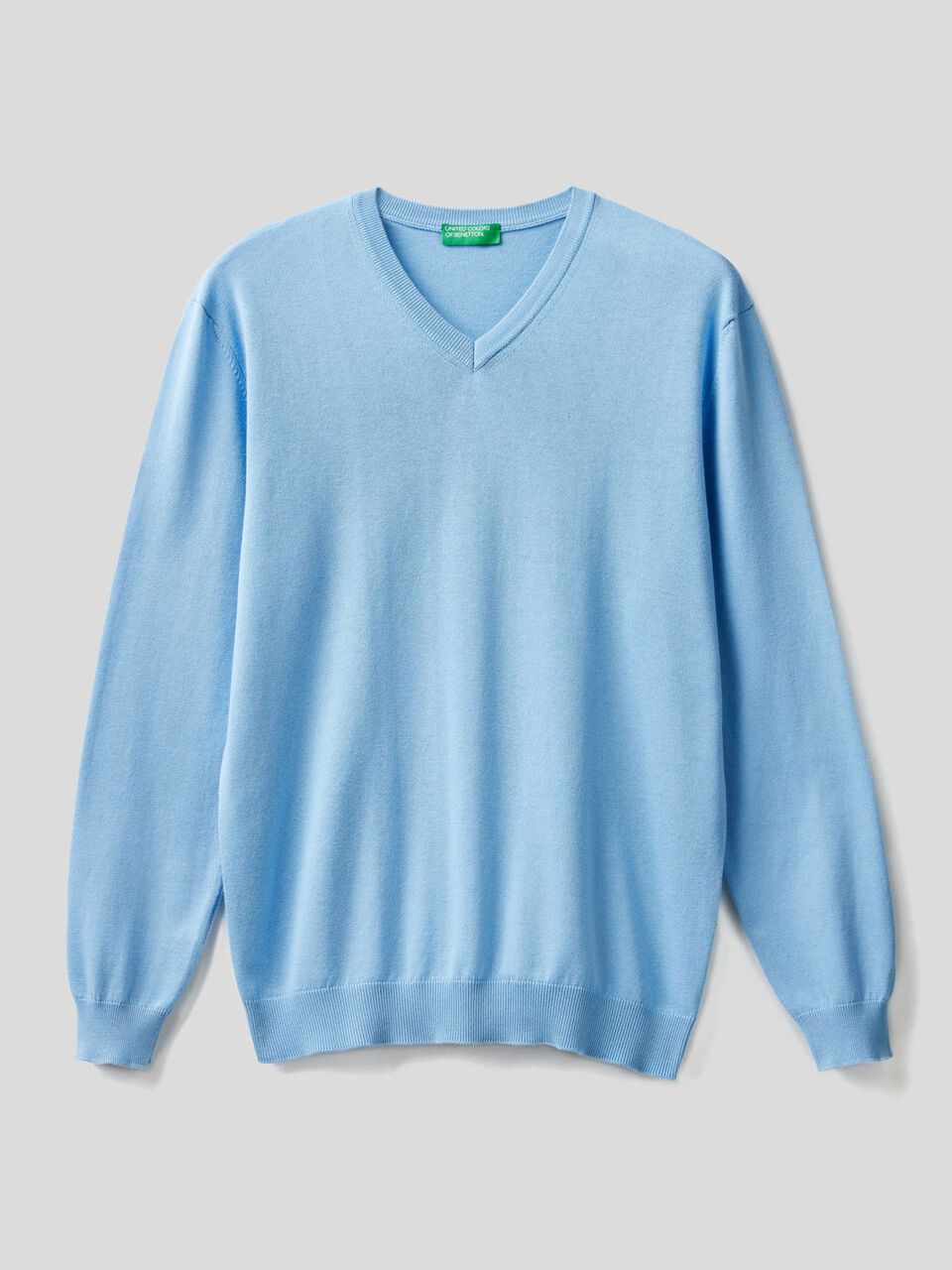Pure cotton sweater with V-neck image number null